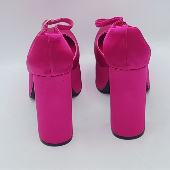 NWOB Jeffrey Campbell Edie Fuchsia Pink Satin Platform Heels – Size 8.5 - Picture 4 of 16